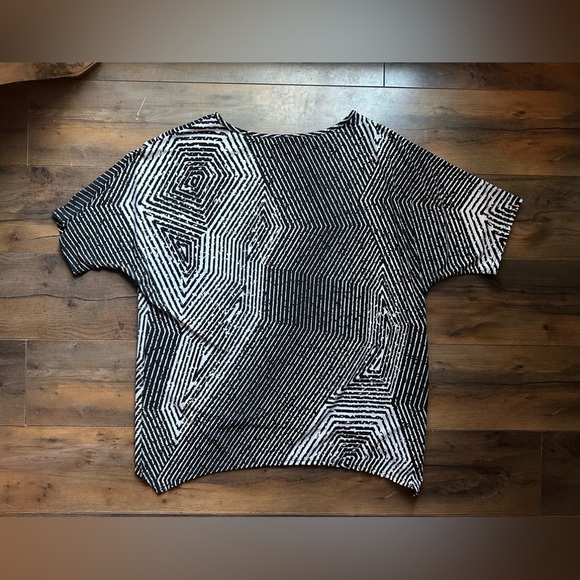 Clara Sunwoo Black White Geometric Print Top Women XS Stretch Modern Minimalist - Picture 3 of 4